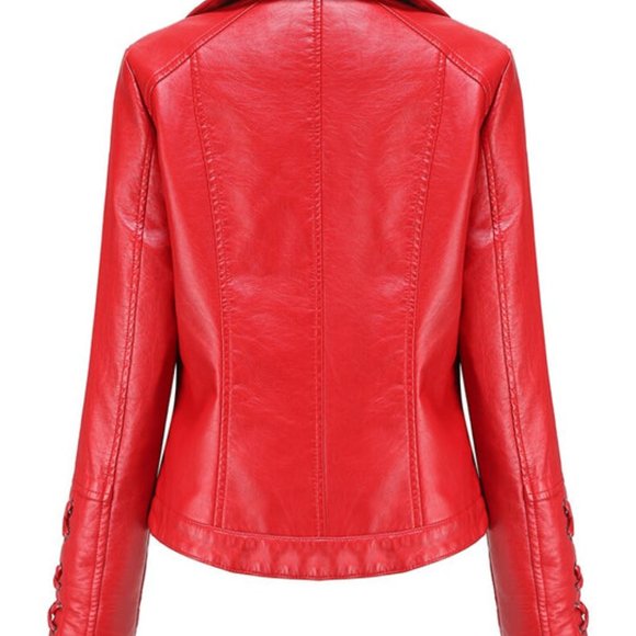 Bashwood Handmade Womens Red Genuine Lambskin Leather Jacket - Picture 4 of 4